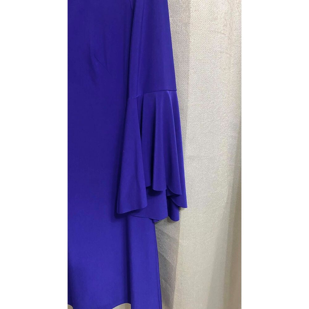 Lauren Ralph Lauren Women's Size 6 Royal Purple Bell Sleeve V-Neck Sheath Dress - Picture 5 of 6